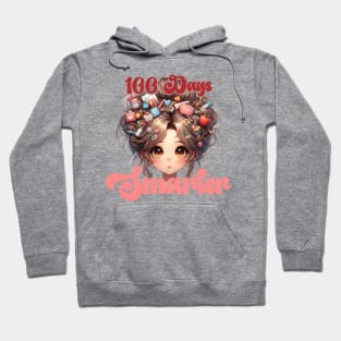 100 Days Smarter Girls Messy Bun Hair nurse Of School Hoodie